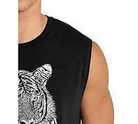 La Pop Art Men's Tiger Face Word Graphic Tank Top