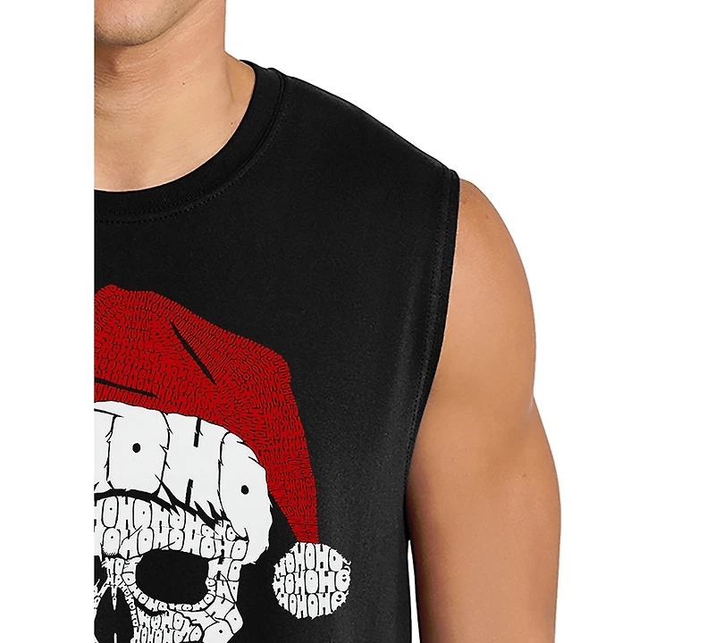 La Pop Art Men's Santa Skull Christmas Hat Design Tank Top