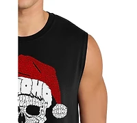 La Pop Art Men's Santa Skull Christmas Hat Design Tank Top