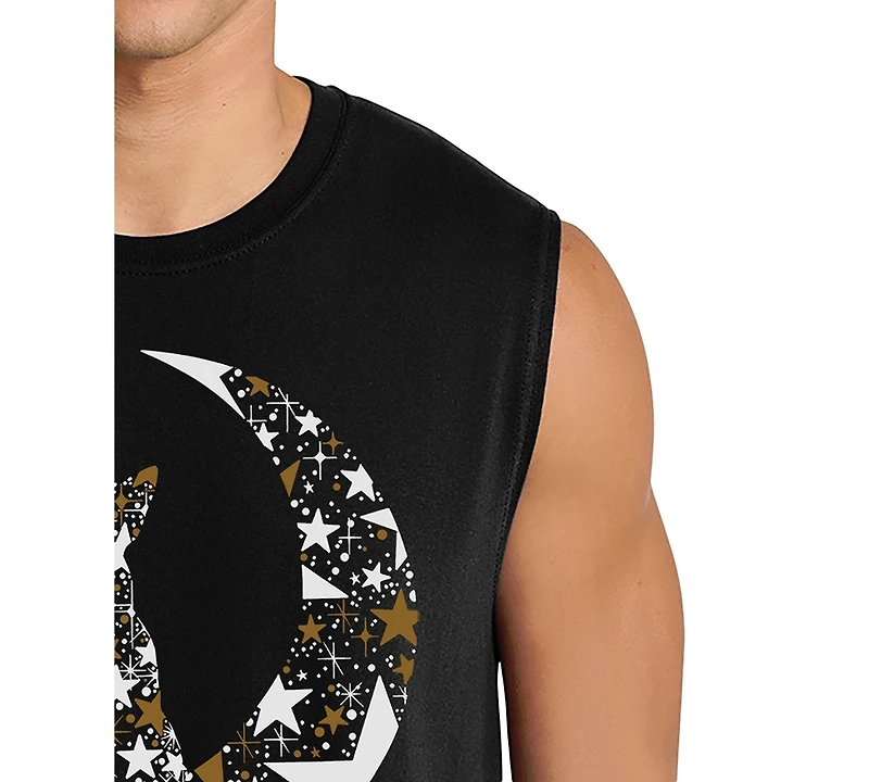 La Pop Art Men's Moon and Cat Typography Graphic Tank Top