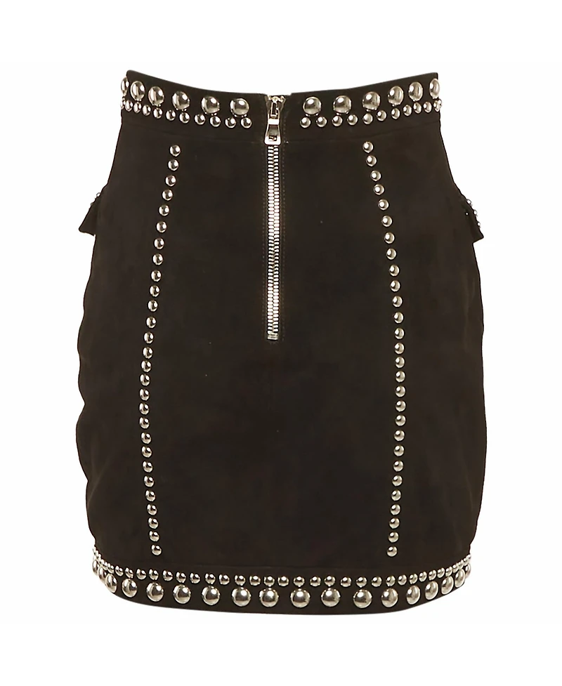 Pre-Owned Balmain Women's Studded Suede Mini Skirt