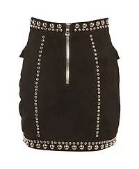 Pre-Owned Balmain Women's Studded Suede Mini Skirt