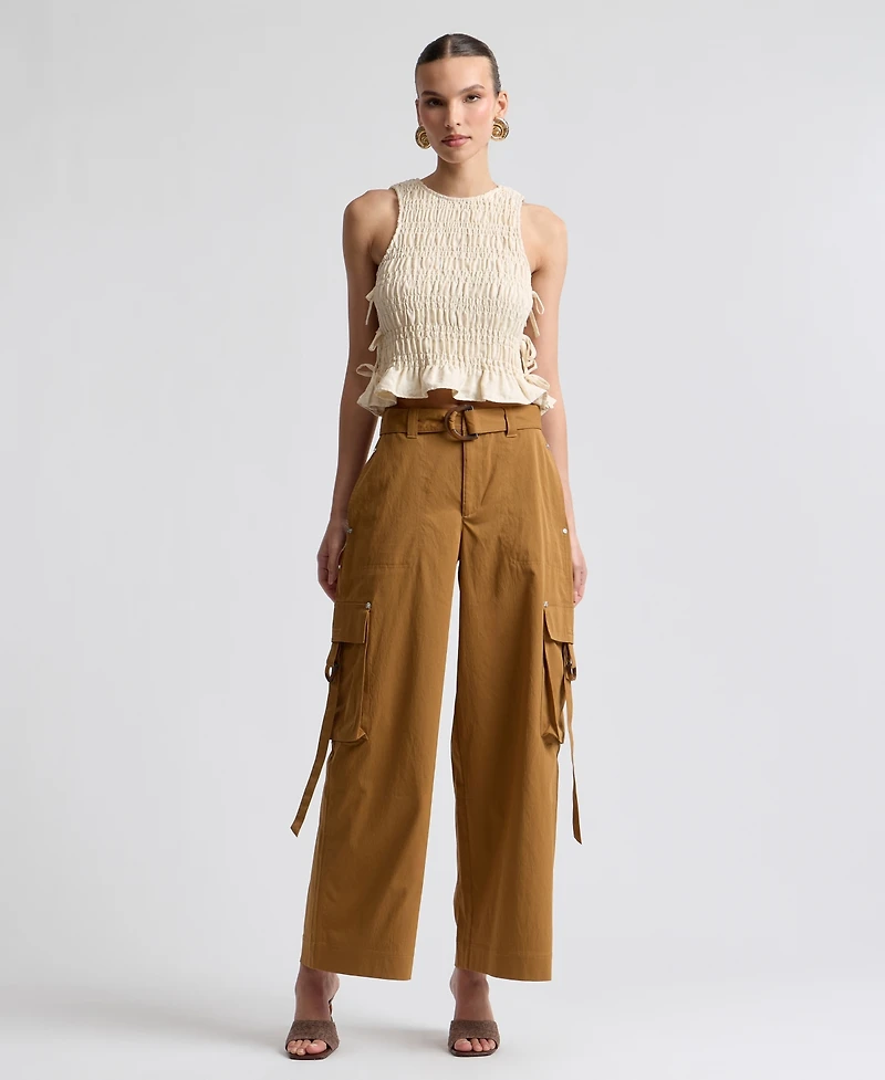 Avec Les Filles Women's Mid-Rise Wide-Leg Pants