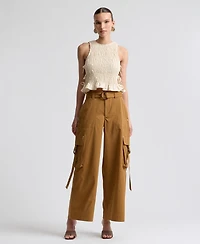 Avec Les Filles Women's Mid-Rise Wide-Leg Pants