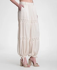 Avec Les Filles Women's Lace Combo Balloon Pants