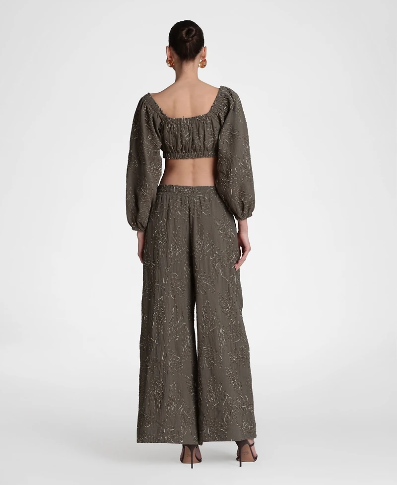 Avec Les Filles Women's Long-Sleeve Crop Top