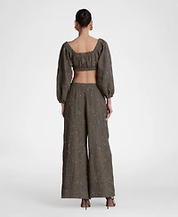 Avec Les Filles Women's Long-Sleeve Crop Top