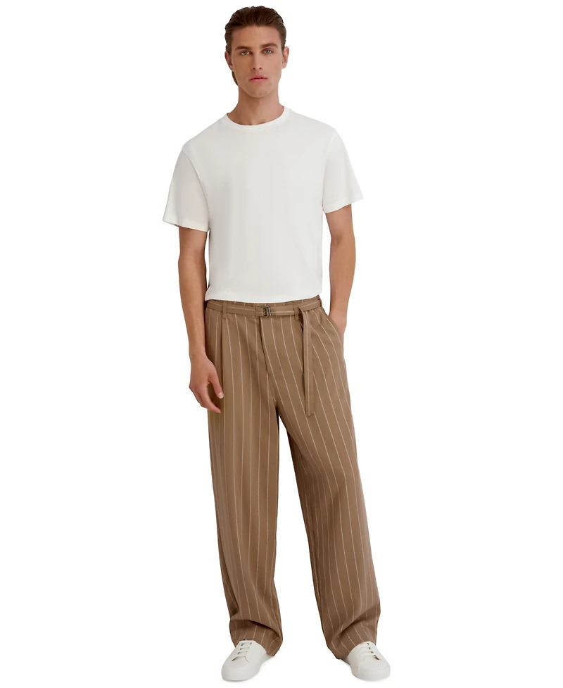Karl Lagerfeld Paris Men's Stripe Regular-Fit Removable Belt Pants
