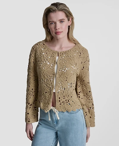 Dkny Jeans Women's Long-Sleeve Crewneck Cardigan