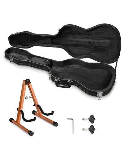 Yescom Electric Guitar Wood Case for Stratocaster Style with Folding Guitar Stand