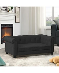 Clihome Modern Pet Sofa Linen Fabric Dog Bed for Small Medium Dogs Cats, Elevated Furniture