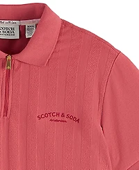 Scotch & Soda Men's Popcorn Textured Quarter-Zip Short-Sleeve Polo Shirt