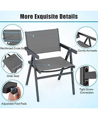 Gymax Patio Chairs Set of 2 w/Breathable Fabric Seat and Tilt Backrest Comfy Armrest