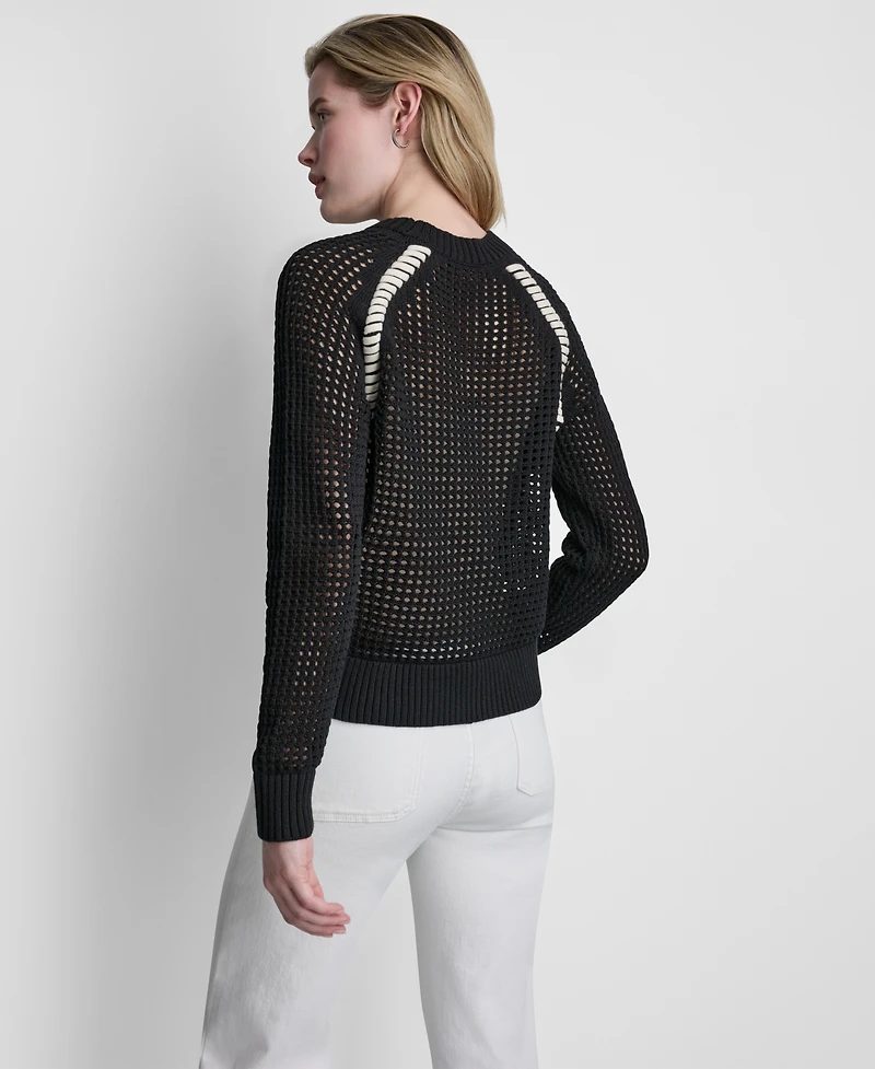 Dkny Jeans Women's Open Stitch Long Raglan-Sleeve Sweater