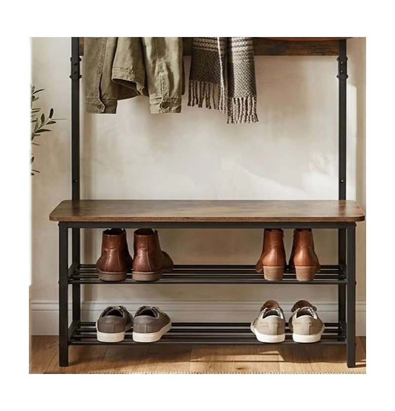 Slickblue 4-in-1 Hall Tree Coat Rack with Shoe Bench and Hooks