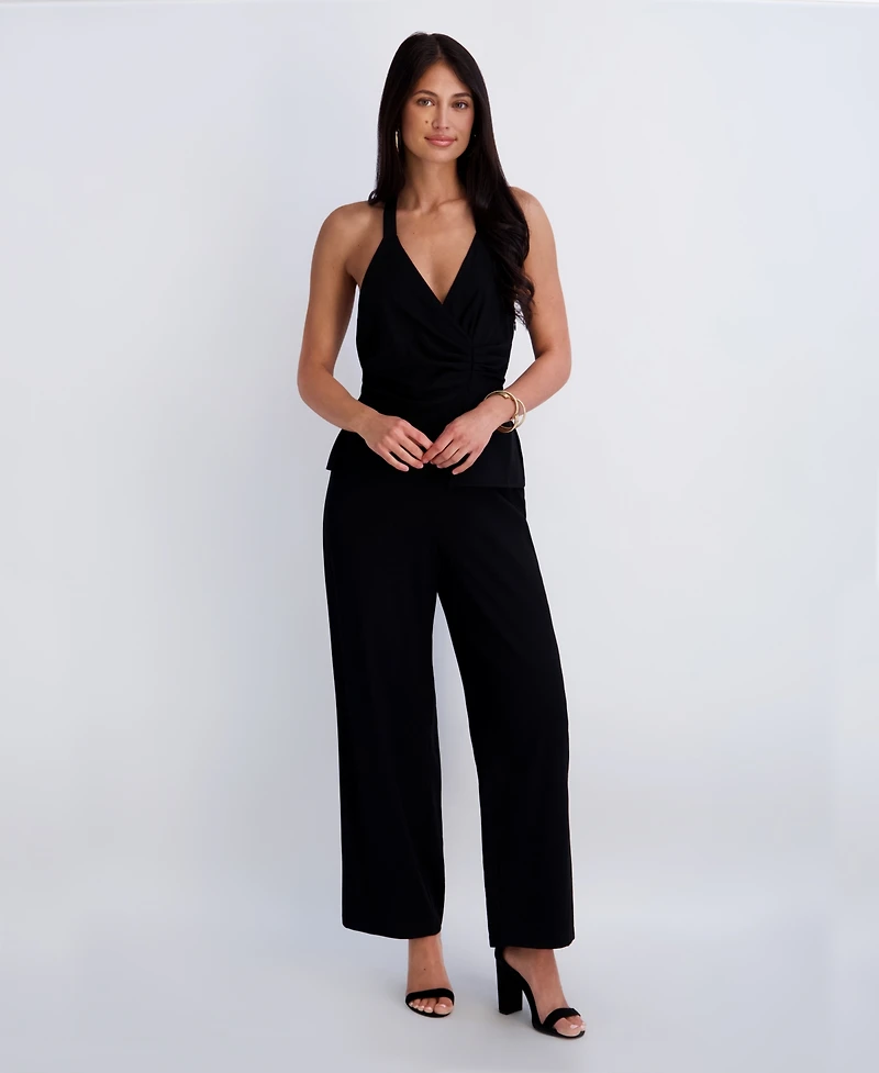 Siena Women's Faux Linen Halter Jumpsuit