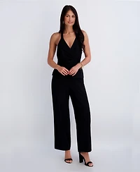Siena Women's Faux Linen Halter Jumpsuit