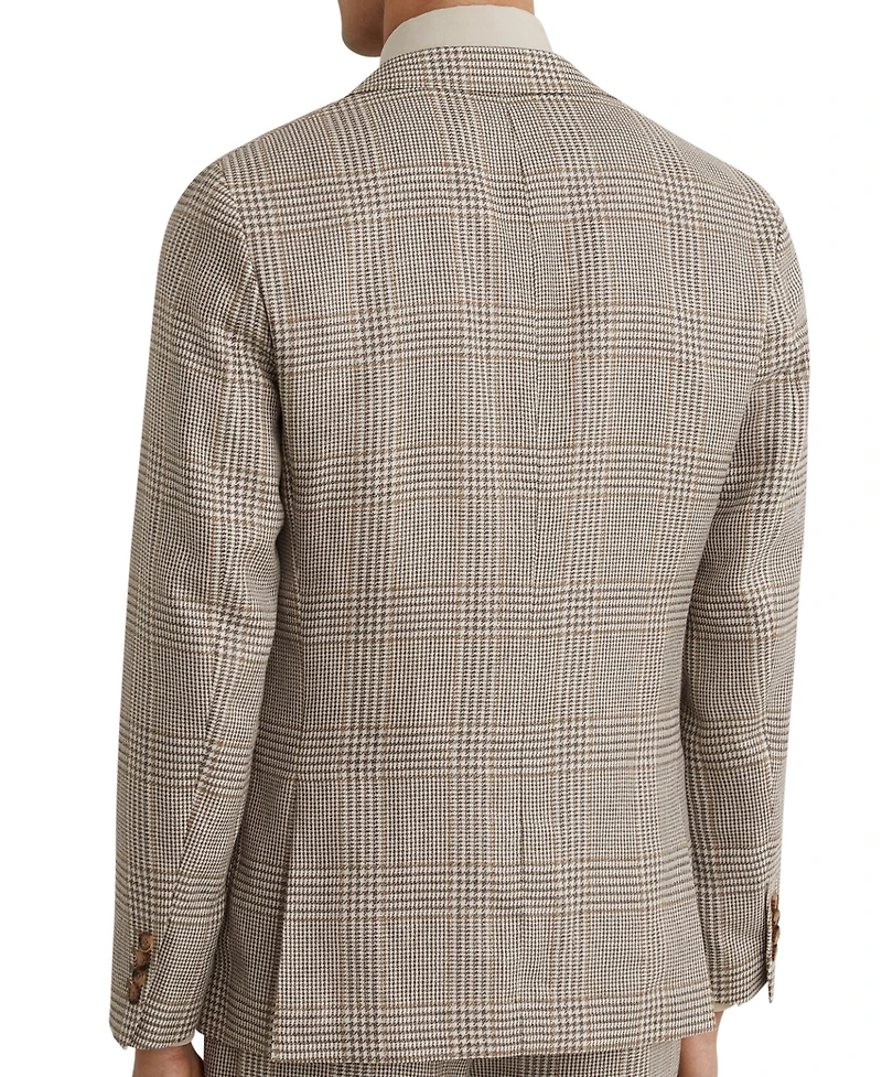 Reiss Men's Epsom Tailored-Fit Linen-Wool Single-Breasted Check Blazer