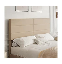 gaomon Upholstered Platform Bed, 6-Grid Linen Headboard