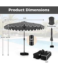 Gymax 10 Feet Outdoor Umbrella With Weighted Base Sandbags Push Button Tilt And Crank Patio