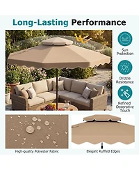 Gymax 9 Feet Patio Umbrella With Push Button Tilt And Crank 2-Tier Vented Top 8 Metal Ribs