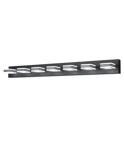 Busdays Modern 7 Light Led Vanity Light 45 Inch Black Finish Square Acrylic Lampshades Wall Mount for Bathroom Mirror Lighting