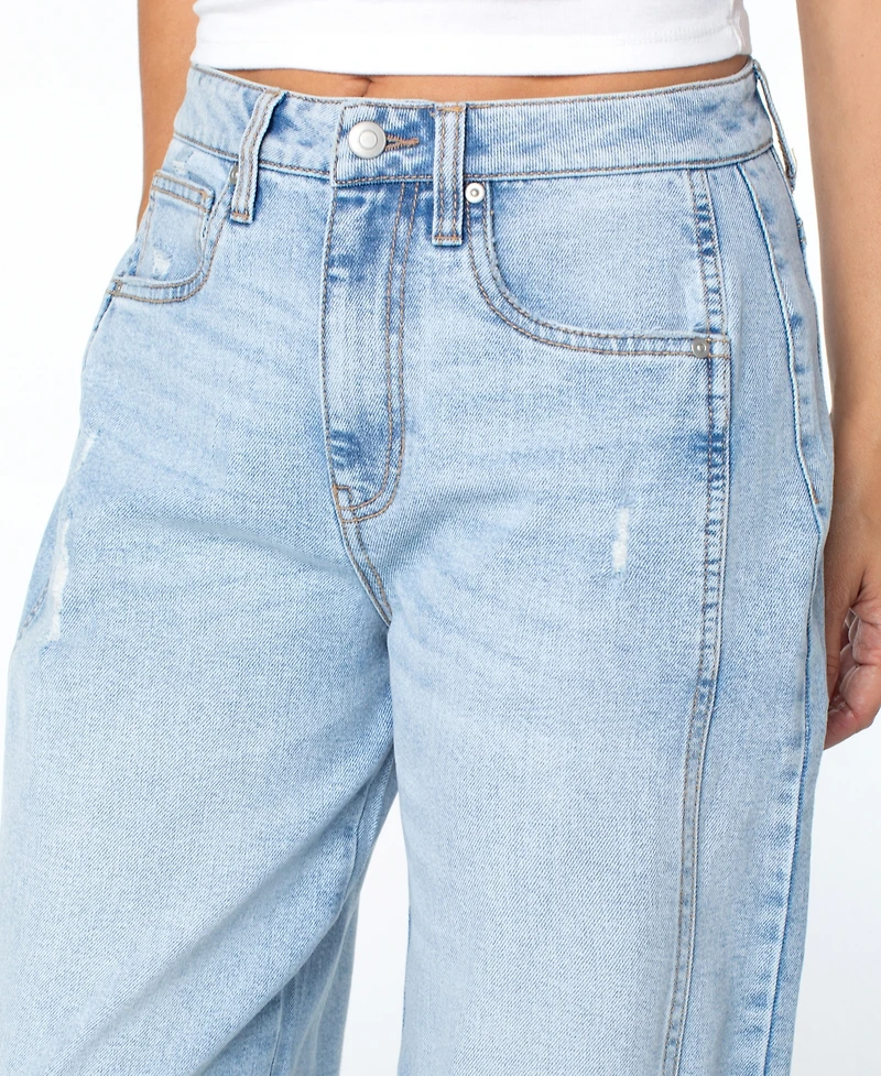 Celebrity Pink Juniors' High-Rise Barrel-Leg Jeans