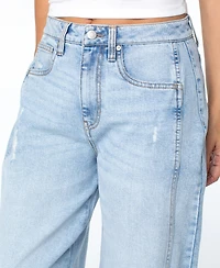 Celebrity Pink Juniors' High-Rise Barrel-Leg Jeans