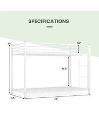 Gymax Twin Over Twin Bunk Bed Frame Platform W/Guard Rails and Side Ladder
