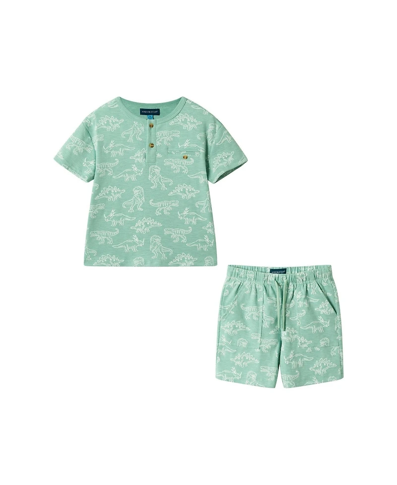 Andy and Evan Toddler Boys Graphic Print Henley Set
