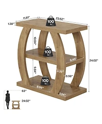 Slickblue 3 Tier Farmhouse Side Table with Geometric Metal Frame and Shelves