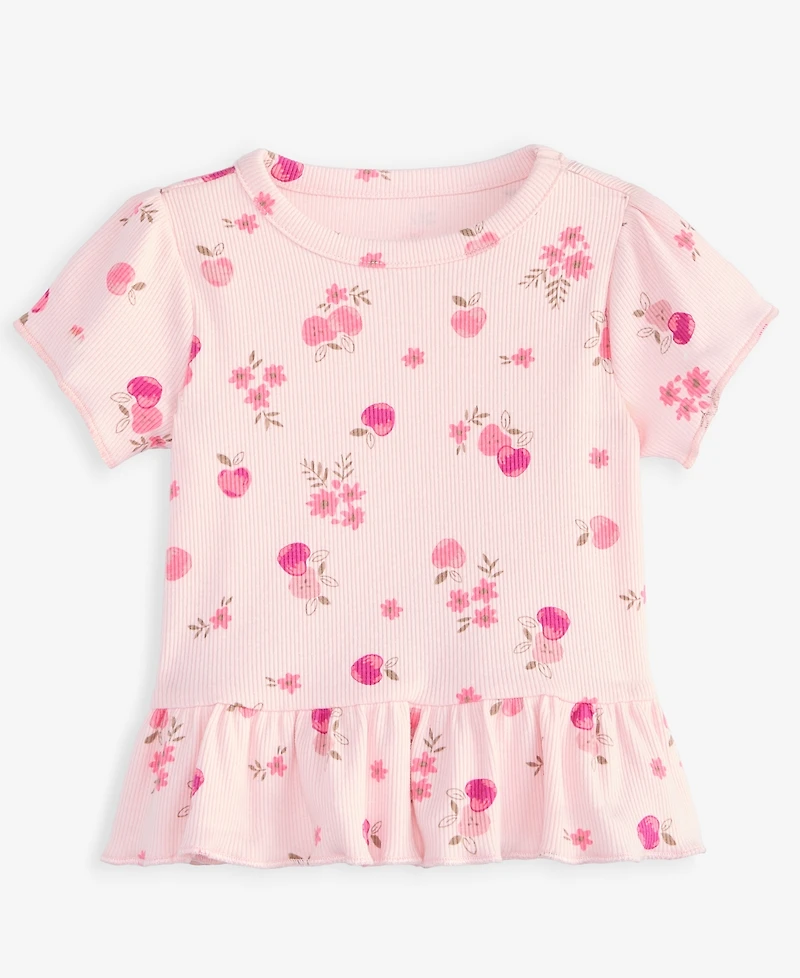 First Impressions Baby Girls' Mix & Match Short-Sleeve Apple-Print Peplum T-Shirt, Macy's Exclusive