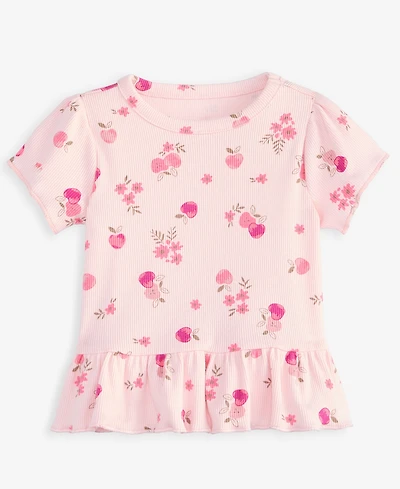 First Impressions Baby Girls' Mix & Match Short-Sleeve Apple-Print Peplum T-Shirt, Macy's Exclusive