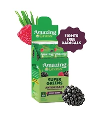 Amazing Grass Greens Blend Antioxidant: Super Greens Powder with Spirulina, Beets, Elderberry, Prebiotics and Probiotics, Sweet Berry, 15 Servings