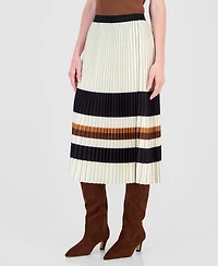 T Tahari Women's Pleated Pull-On Midi Skirt
