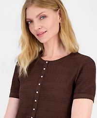 T Tahari Women's Textured Ruffled-Hem Cardigan