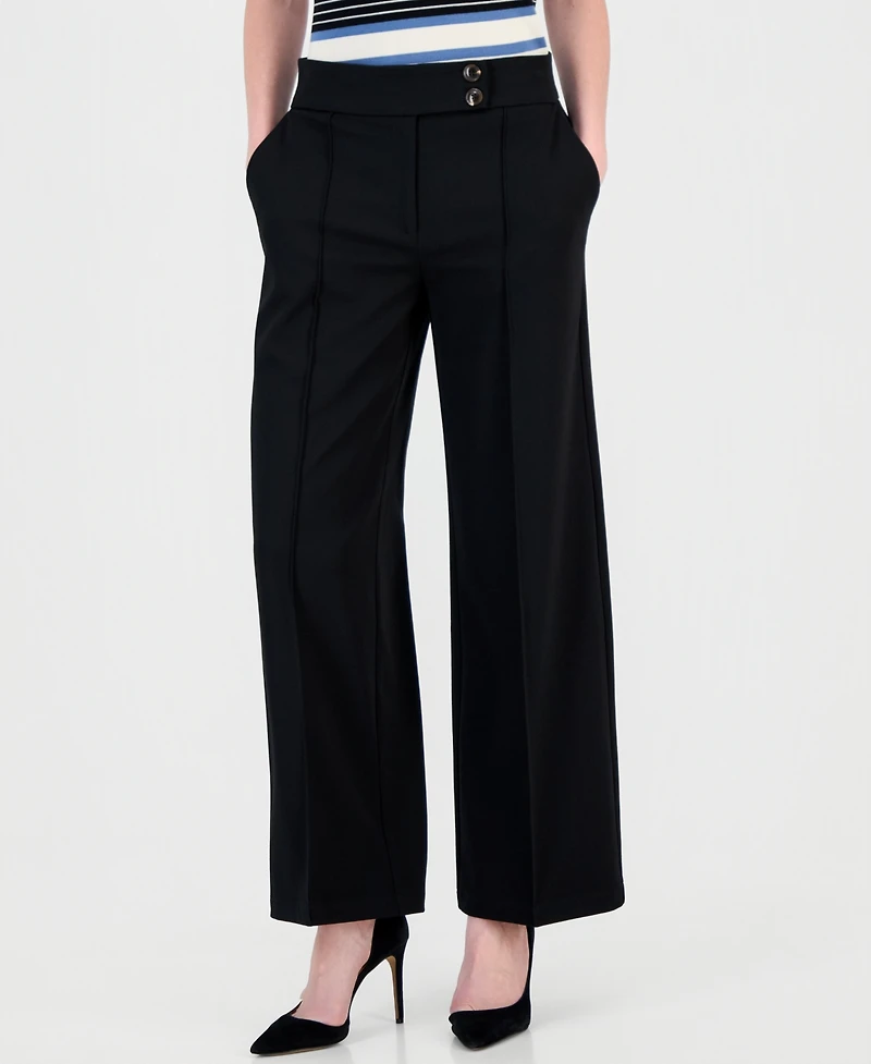 T Tahari Women's Extended Tab Wide Leg Pants