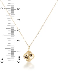 Sunbeam & Polished Reversible Bead Frame Clover 18" Pendant Necklace in 10k Gold