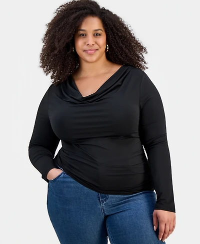 Full Circle Trends Trendy Plus Cowlneck Jersey Top