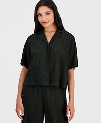 Eileen Fisher Women's Notch-Collar Elbow-Sleeve Shirt
