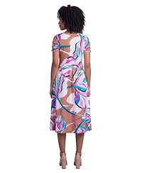 24seven Comfort Apparel Petite Essential Abstract Print Short-Sleeve Dress