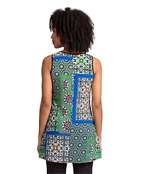 24seven Comfort Apparel Petite Essential Abstract Print Tank Flared Top