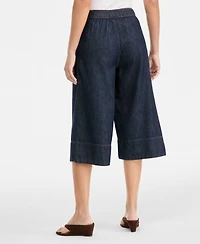 I.n.c. International Concepts Women's Cropped Denim Wide-Leg Pants, Macy's Exclusive