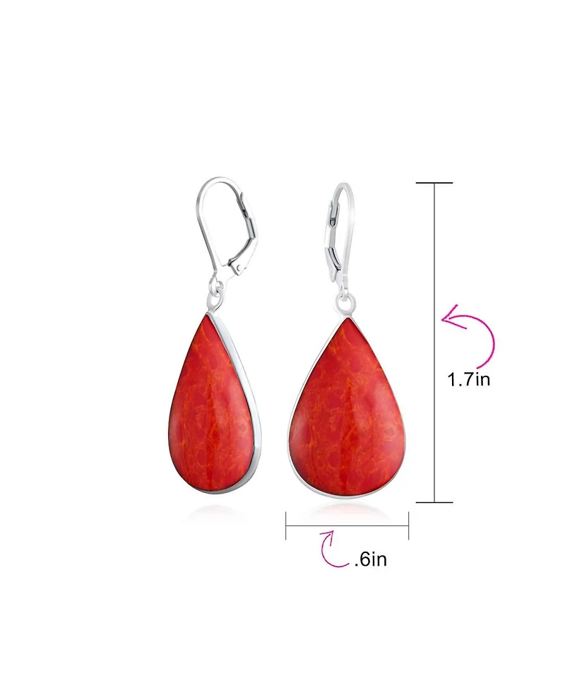 Bling Jewelry Natural Carnelian Big Teardrop Dangle Earrings .925 Sterling Silver Lever back