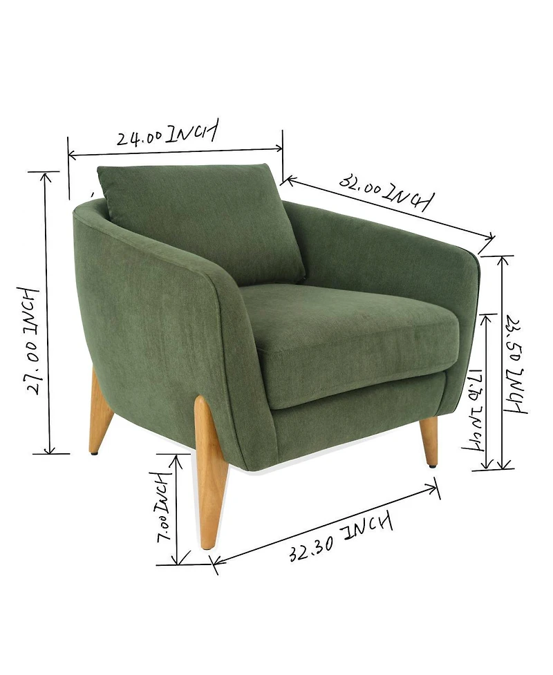 Streamdale Modern Upholstered Accent Chair with Back Pillow