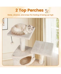 Cozito 44 in Tall Kitten Tower with Condo and 2 Plush Perches, Beige