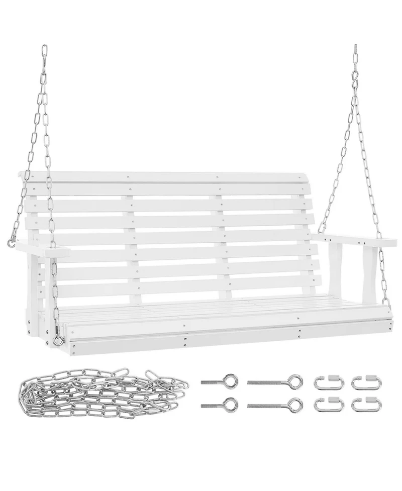 Yiortwo 4.5 Ft Wooden Porch Swing, Heavy Duty Patio Hanging Bench with Chains