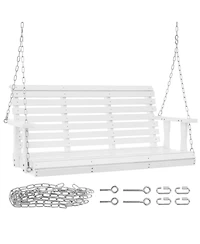 Yiortwo 4.5 Ft Wooden Porch Swing, Heavy Duty Patio Hanging Bench with Chains