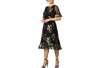 Kiyonna Women's Wildflower Embroidered Floral Mesh Dress