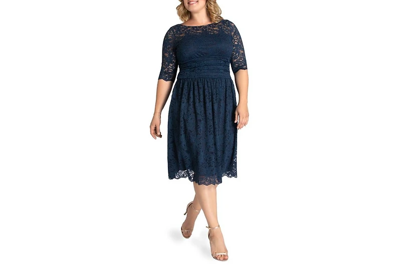 Kiyonna Plus Luna Lace Cocktail Midi Dress